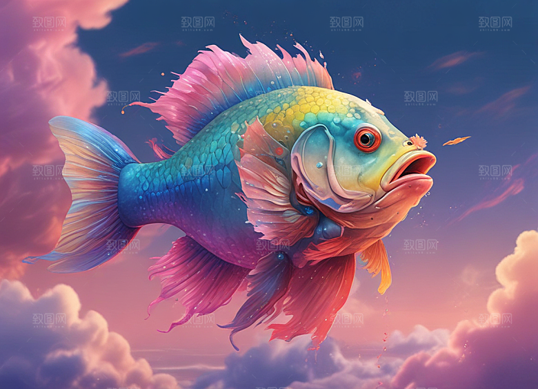 梦幻七彩祥云鱼集锦图片