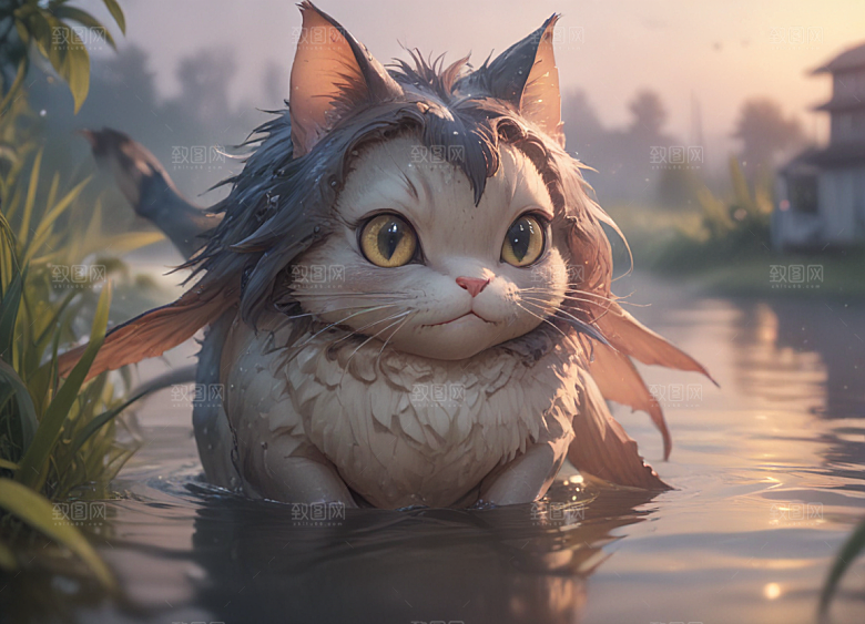 猫型鲶鱼水中游图片