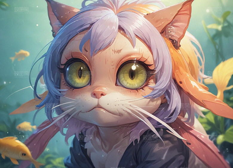 猫型鲶鱼水中游图片
