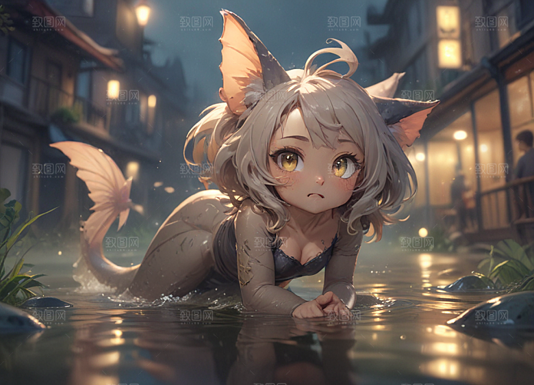 猫型鲶鱼水中游图片