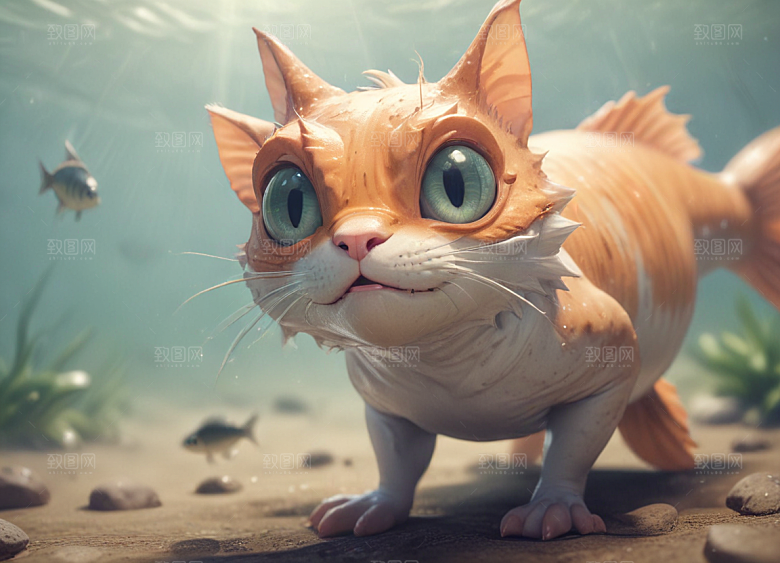猫型鲶鱼水中游图片