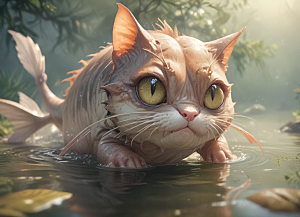 猫型鲶鱼水中游图片