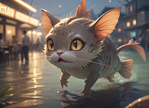 猫型鲶鱼水中游图片