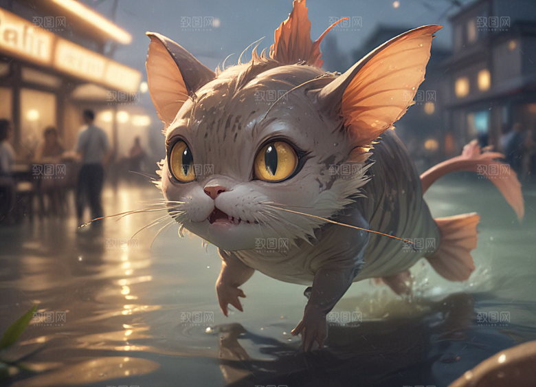猫型鲶鱼水中游图片