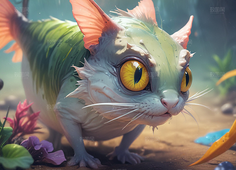 猫型鲶鱼水中游图片