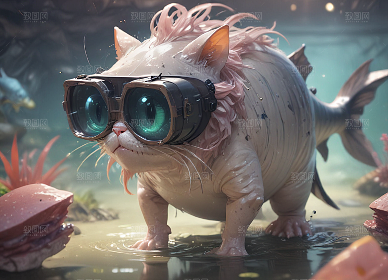猫型鲶鱼水中游图片