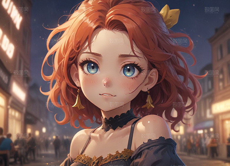 短卷发蓝眼女孩拿书四周水和鱼图片