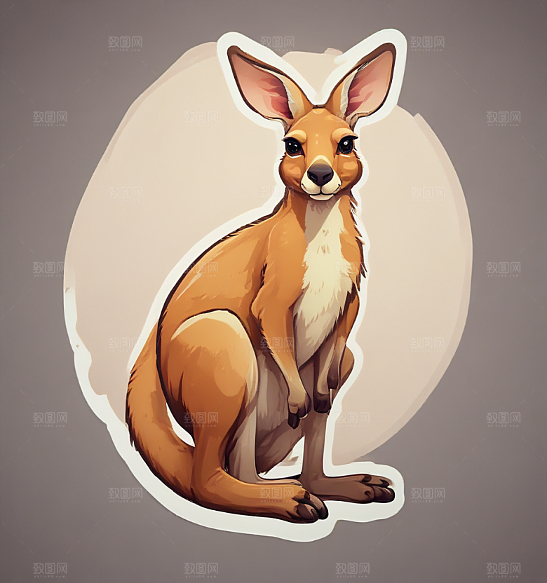 澳洲风情袋鼠插画设计图片