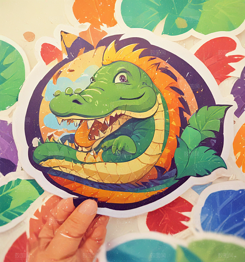 卡通风格鳄鱼插画设计图片