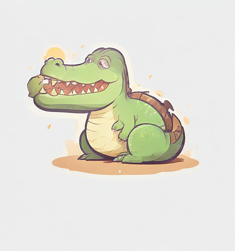 卡通风格鳄鱼插画设计图片