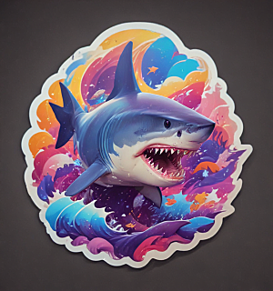海洋生物3D插画设计鲨鱼图片