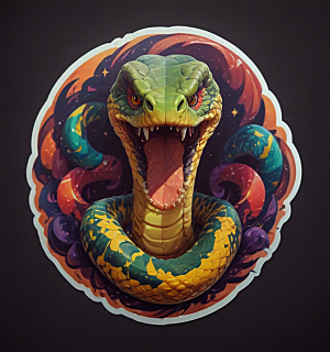 愤怒的蛇3D插画设计图片