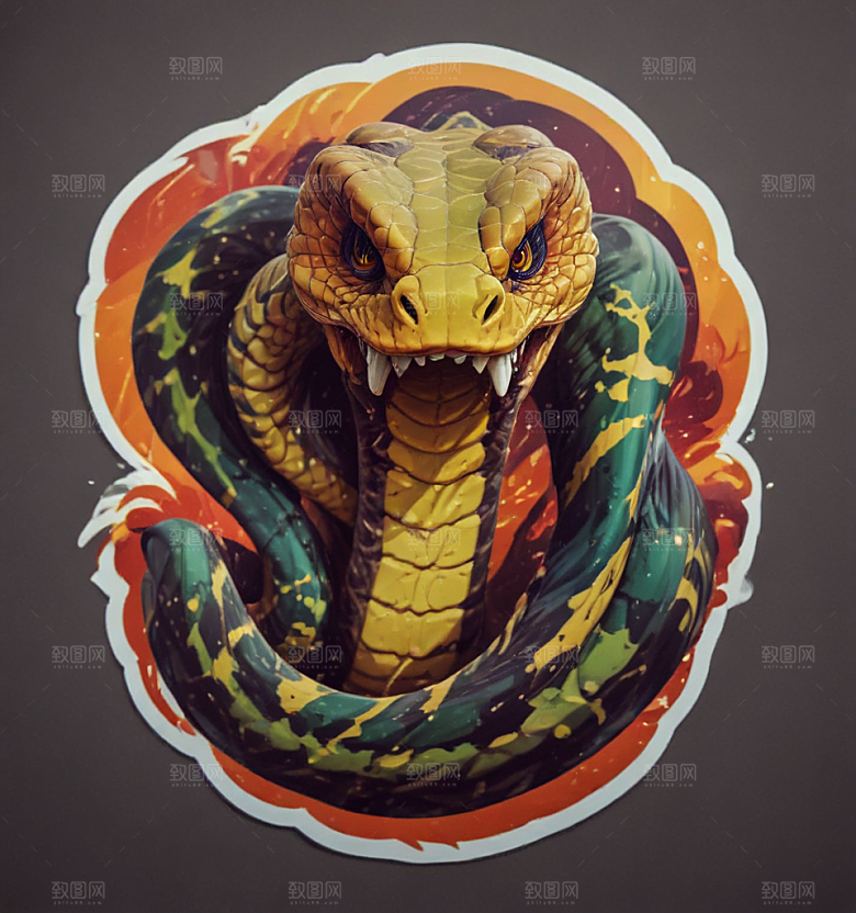 愤怒的蛇3D插画设计图片