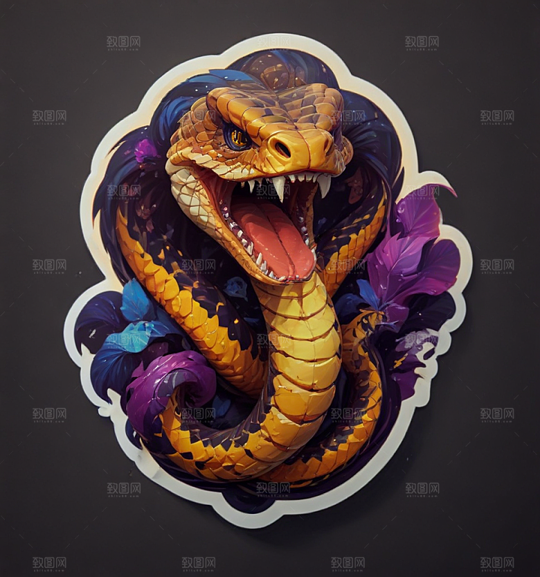 愤怒的蛇3D插画设计图片