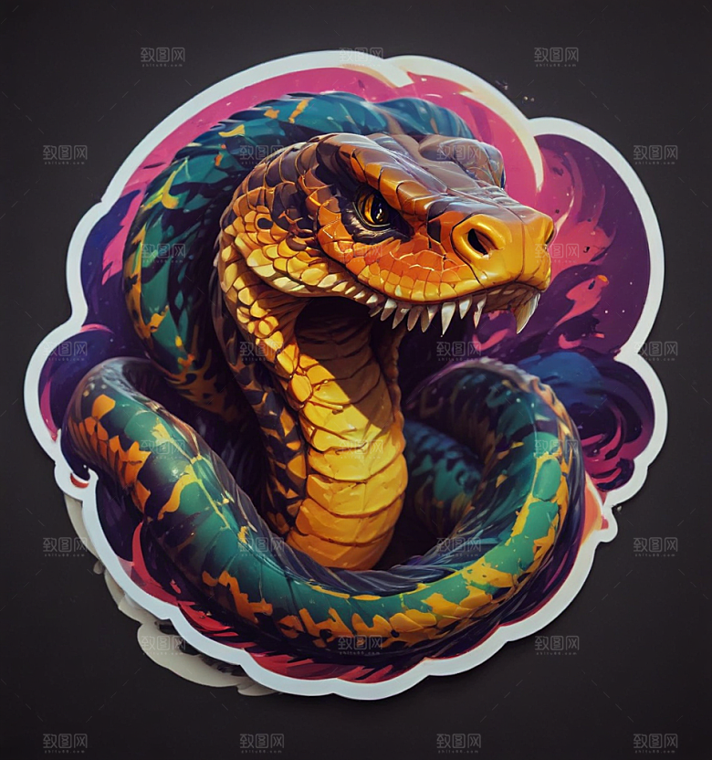 愤怒的蛇3D插画设计图片