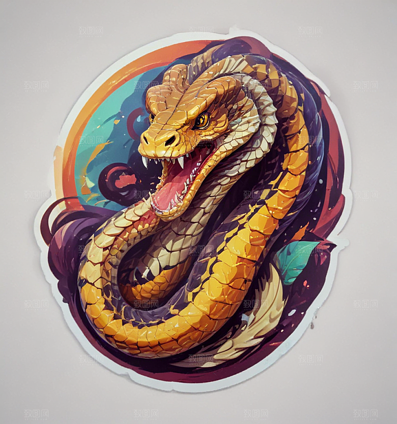 愤怒的蛇3D插画设计图片