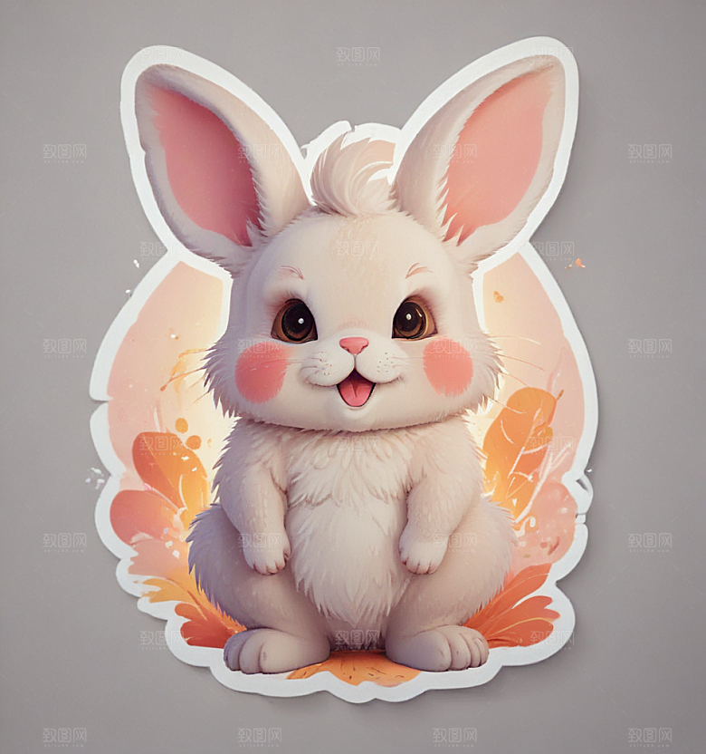 可爱卡通兔子萌态插画插画图片