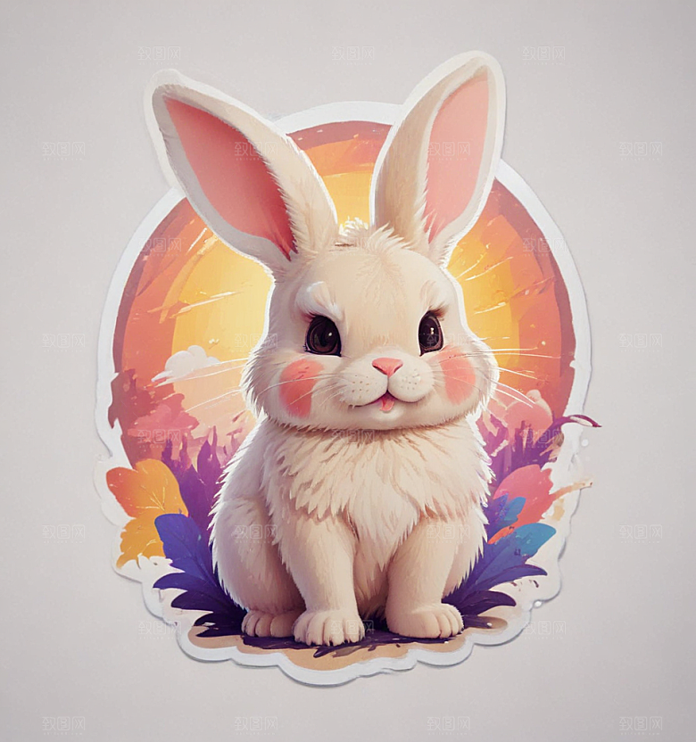可爱卡通兔子萌态插画插画图片