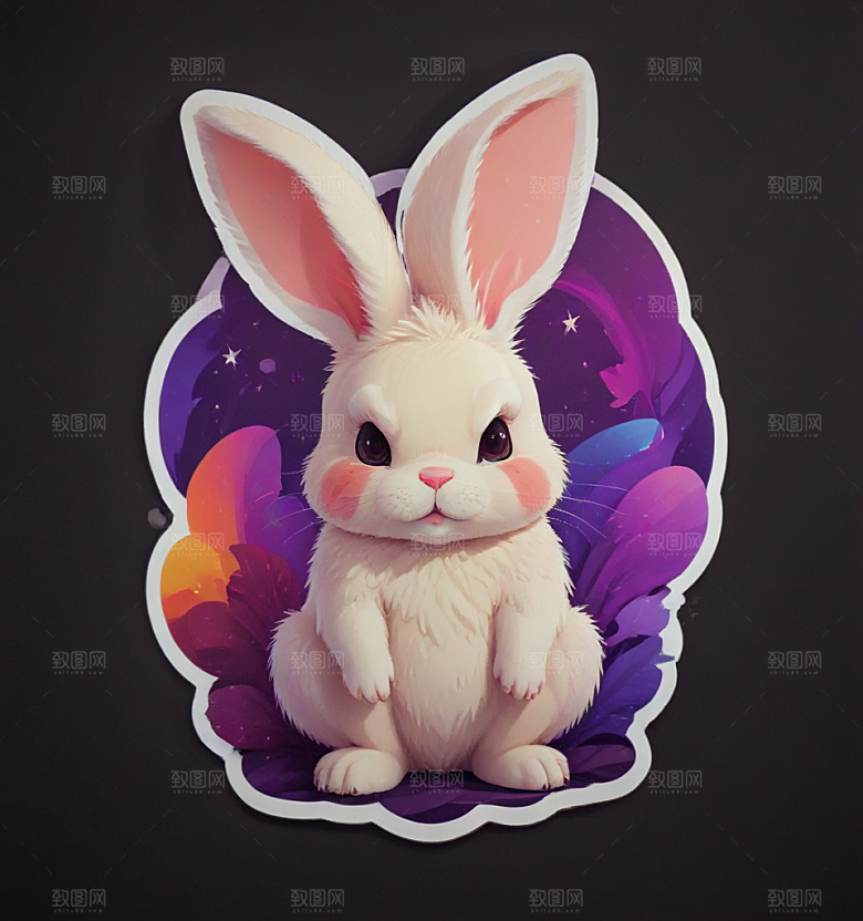 可爱卡通兔子萌态插画插画图片