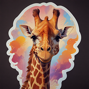 彩色长颈鹿肖像画图片