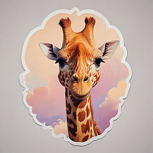 彩色长颈鹿肖像画图片