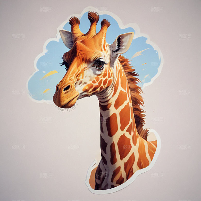 彩色长颈鹿肖像画图片
