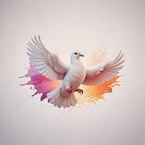 白色和平鸽插画图片