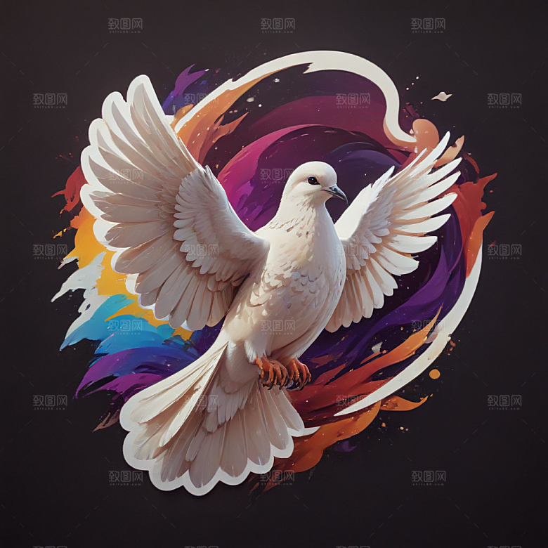 白色和平鸽插画图片