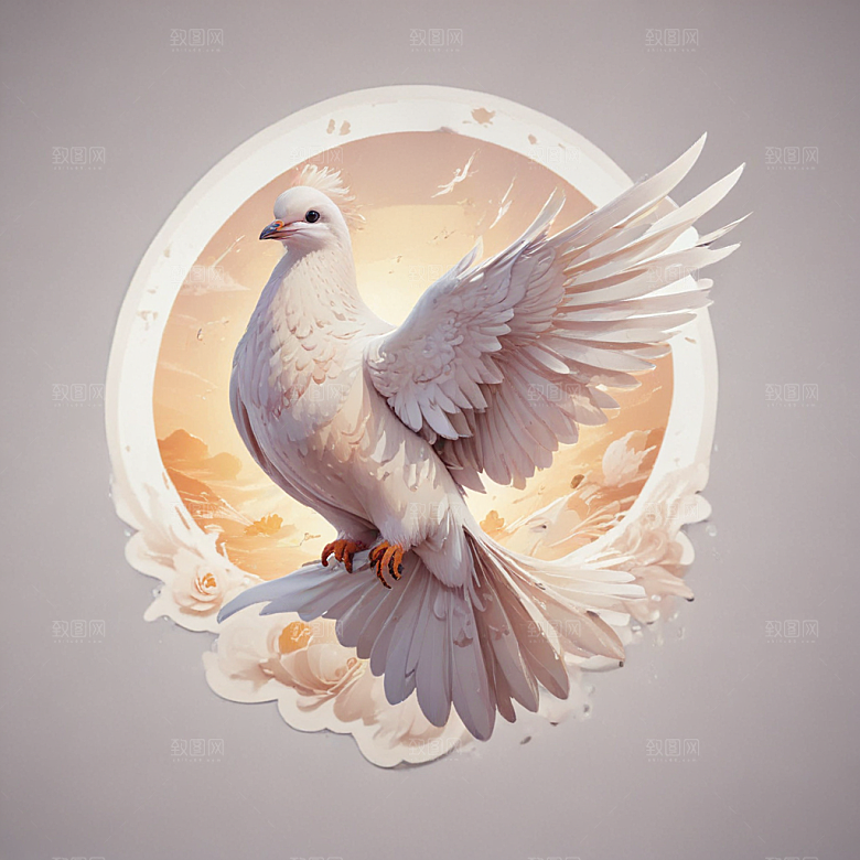 白色和平鸽插画图片