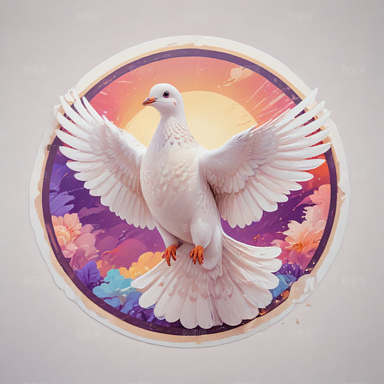 白色和平鸽插画图片