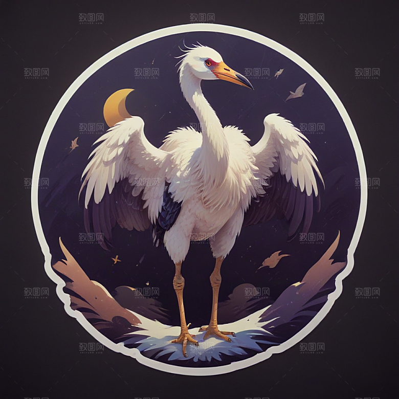 色彩鲜艳的孔雀插画图片