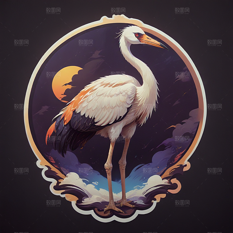 色彩鲜艳的孔雀插画图片