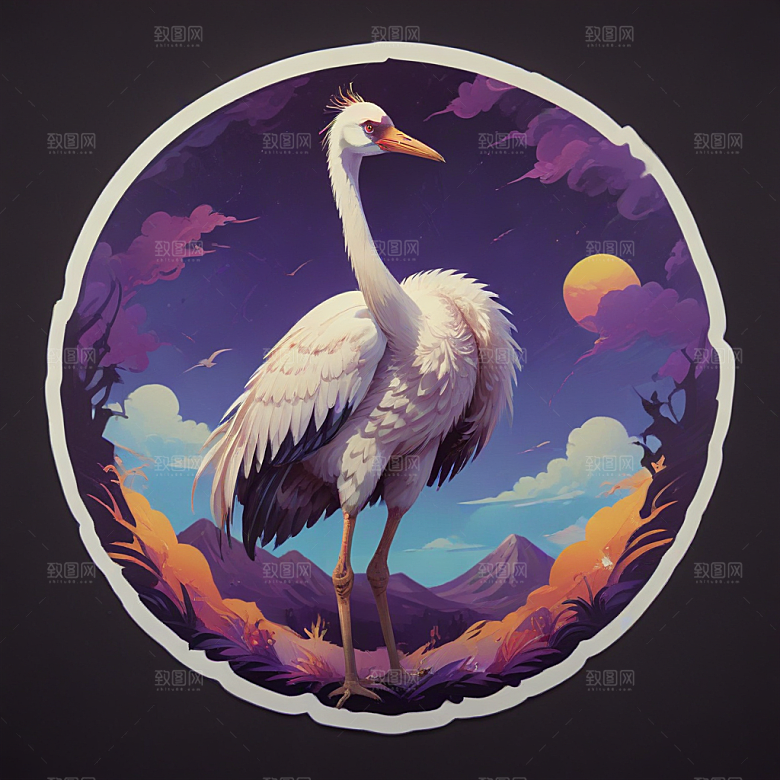 色彩鲜艳的孔雀插画图片