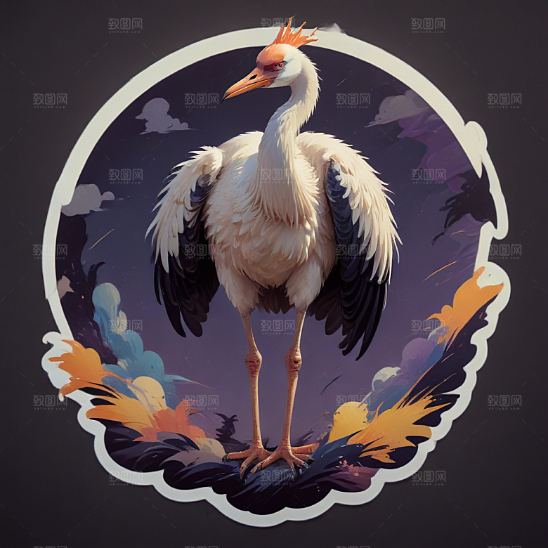 色彩鲜艳的孔雀插画图片