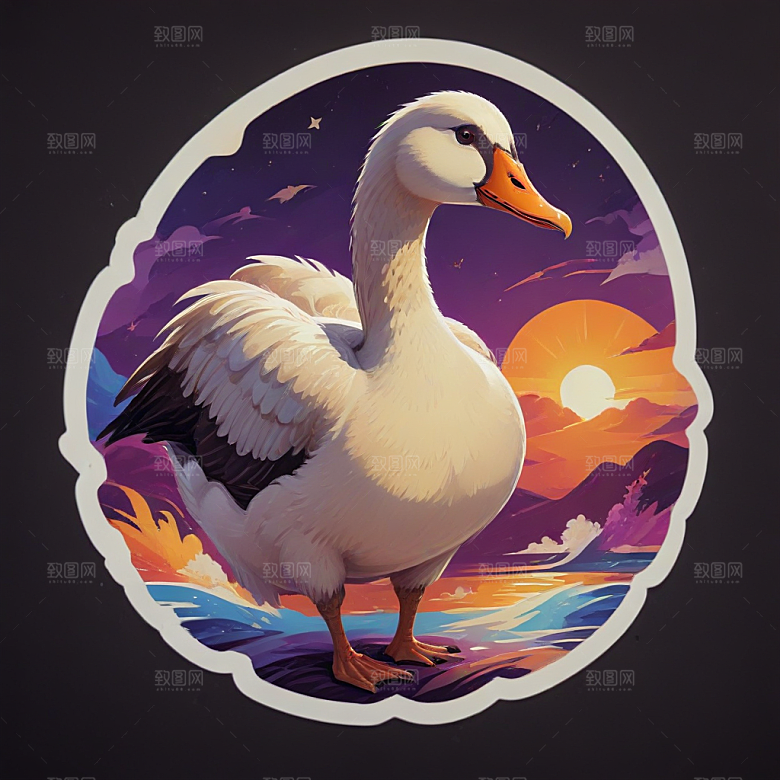 阳光鹅骄傲站立插画图片