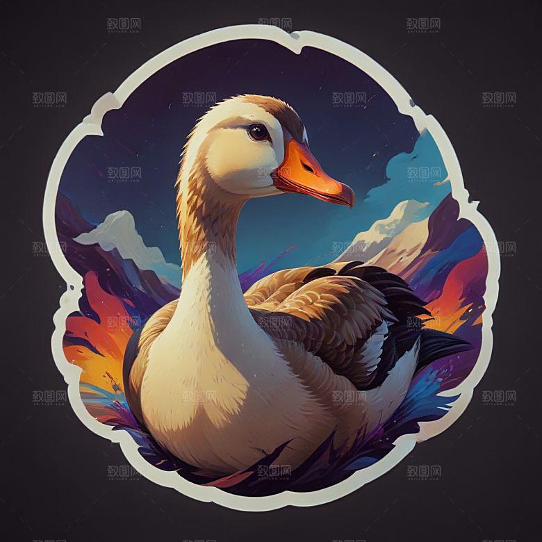 阳光鹅骄傲站立插画图片