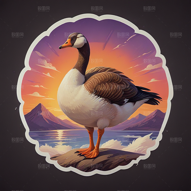 阳光鹅骄傲站立插画图片