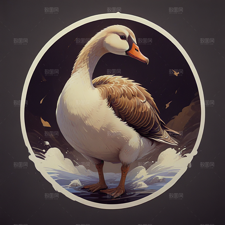 阳光鹅骄傲站立插画图片