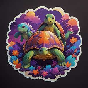 色彩斑斓乌龟插画图片