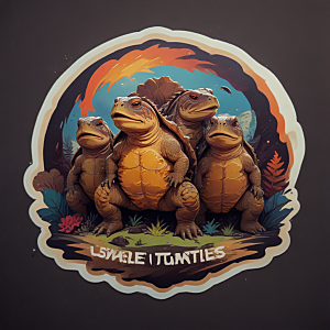 色彩斑斓鳄龟家族插画图片