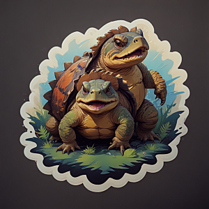 色彩斑斓鳄龟家族插画图片