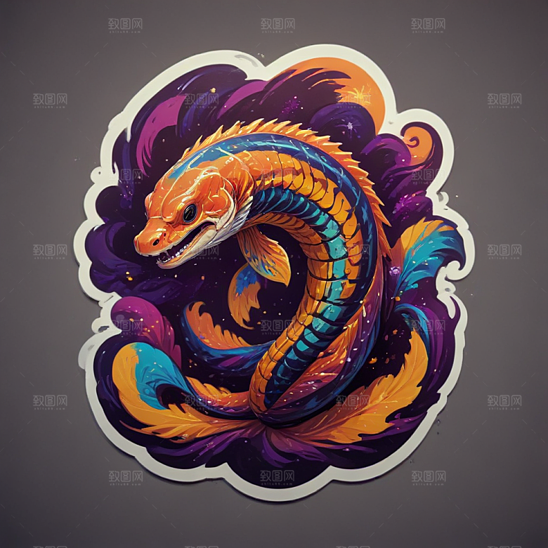 色彩斑斓鳝鱼插画主角图片