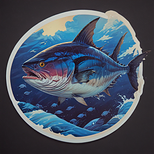 写实风格蓝鳍金枪鱼插画图片