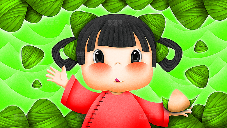 卡通手绘创意端午节插画