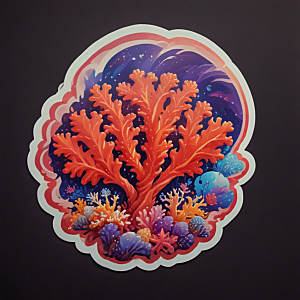 鲜艳色彩3D渲染珊瑚插画图片
