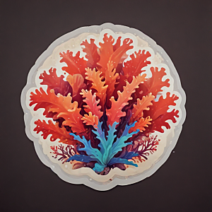 鲜艳色彩3D渲染珊瑚插画图片