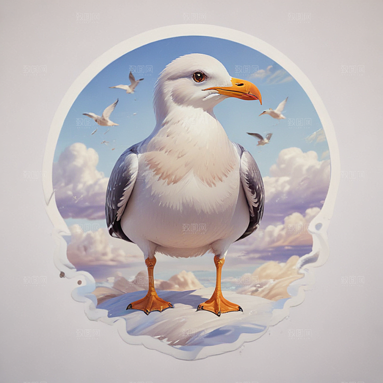 双重曝光海鸥插图插画图片