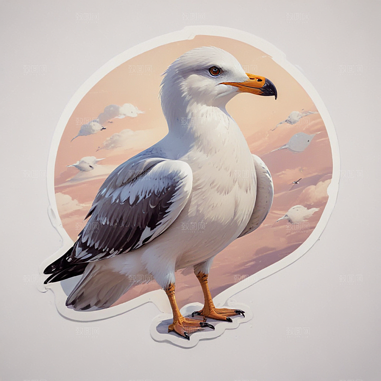 双重曝光海鸥插图插画图片