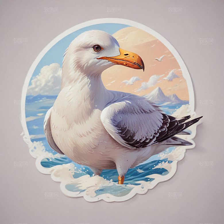 双重曝光海鸥插图插画图片