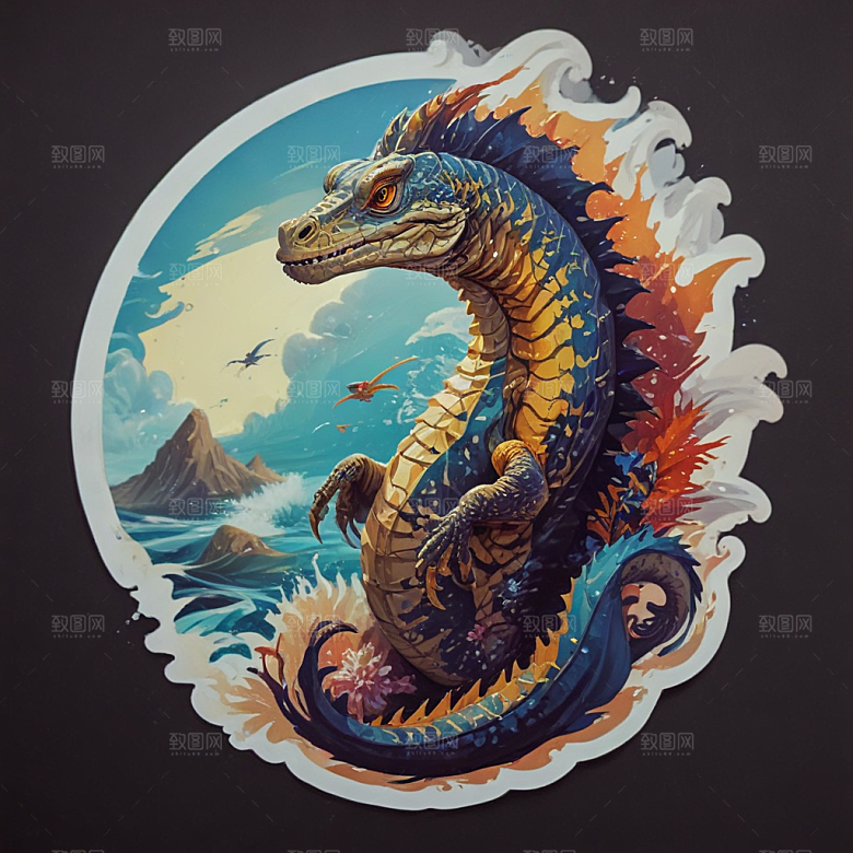 彩色海洋生物插画图片